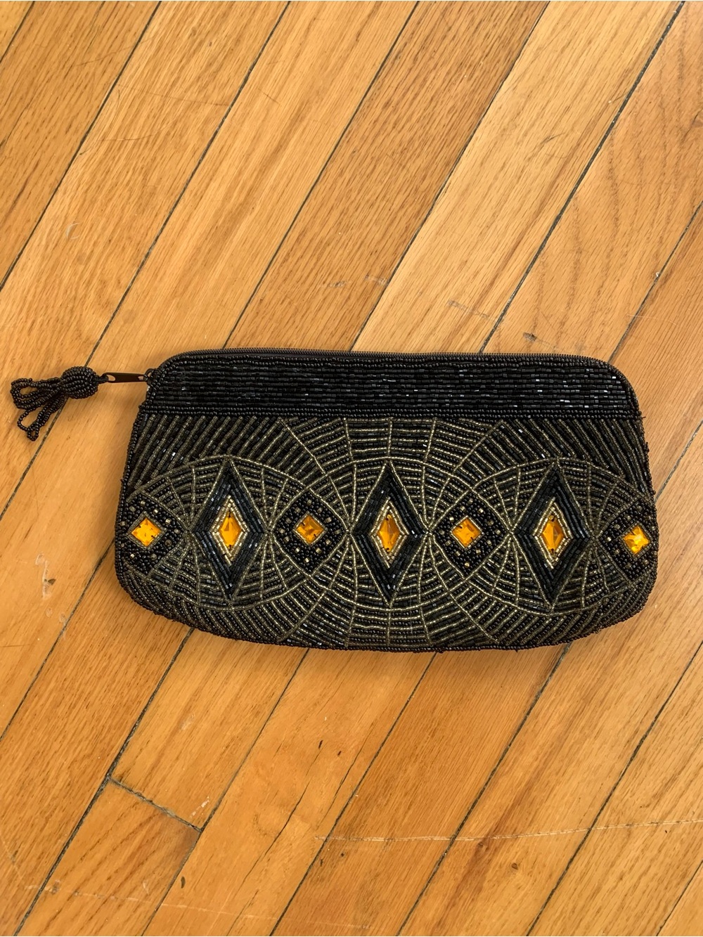 Vintage Beaded Black Clutch
